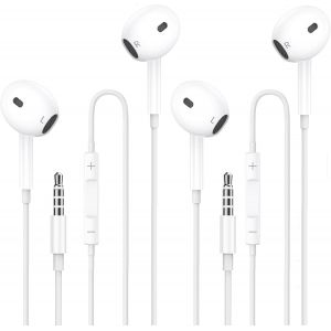 KALANKA-2 Pack Écouteurs Filaires, 3,5mm Jack Intra-Auriculaires Filaires ecouteur Antibruit Casque et Ecouteurs Ergonomique Stéréo avec Microphone Compatible avec MP4/3 una Variedad de Dispositivos - Neuf