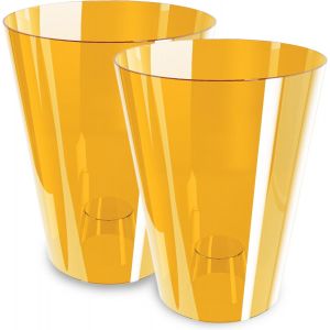 Eryi-Lot De 2 Pots À Orchidées, Transparents, En Plastique, Forme Ronde Et Mince, Modernes, Oranges, Diamètre : 12 Cm - Neuf
