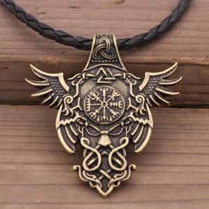 Odin Corbeau Viking Hommes Collier Pendentif Celte Nordique Vegvisir Boussole Collier Norv&egrave;ge Valknut Trinity Amulette Pa&iuml;enne Bijoux - Neuf