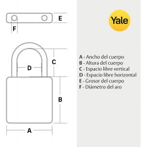 Cadenas standard de s&eacute;curit&eacute; Y110B/20/111/1 en laiton de 20 mm - Anse ouverte en acier - 3 cl&eacute;s - Neuf