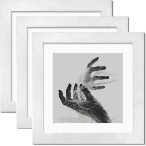 Cmwx-Lot De 3 Cadres Photo Carrés En Bois Massif De 20,3 X 20,3 Cm, Avec Supports Autoportants Et Montage Mural 2 En 1, Idéal Pour Afficher Des Photos, Collages, Portraits De 20,3 Cm - Neuf