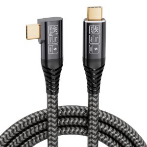 JGD-Cable USB C Coud&eacute; 1M C&acirc;ble USB C vers USB C 20Gbps USB 3.2 Gen2&times;2 90 Degr&eacute;s Cable, 4K@60Hz HDR, 100W Cable USB C Charge Rapide Quick Charge For MacBook Pro, Xiaomi, Samsung S21 S22 S23 - Neuf
