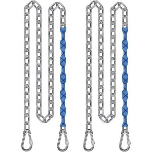 Ulteronixshop-2pcs Cha&icirc;nes pour Balan&ccedil;oire, 220cm Cha&icirc;ne de Chaise Cha&icirc;ne Suspension Acier avec Mousquetons Kit d'extension Sac de Frappe pour Sac Sable avec Poign&eacute;e Souple, Diam&egrave;tre 4mm, Jusqu'&agrave; 100 - Neuf