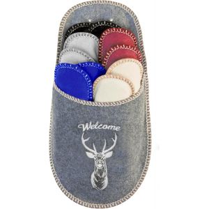 Maas-Lot De 5 Paires De Pantoufles En Feutre Unisexe ¿ Tailles 35/38, 38/40, 41/43, 44/45 ¿ Couleurs : Violet, Bleu Clair, Crème, Camel Et Pantoufles Grises. - Neuf