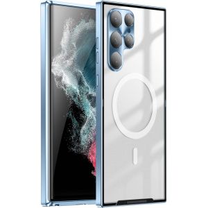 SJZG-Hercn Metal Protective Case For Samsung Galaxy S22 Ultra 5G ; Ring Magsafe Magnet - Wireless Charging - Aviation Aluminum Metal Protective Bumper Designed - Built-In Camera Lens Film - Slim (Blu - Neuf