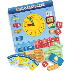 JEXNOVASHOP-Mon Premier Calendrier &iquest; Jeu &Eacute;ducatif Magn&eacute;tique pour Enfants avec 36 aimants & 20 cartes d'exercices &iquest; Comprend une Horloge, une Station M&eacute;t&eacute;o &iquest; Pour Gar&ccedil;ons et Filles &iquest; 42x32cm - Neuf