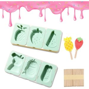 Eryi-Moule Glace Créatif Bricolage Nfants 2 Pièce, Vert Diy Moule Glace À L'eau, Moules À Glaces Aux Fruits Enfants, Pour Réaliser Glaces Main, Moule Glace Réutilisable Avec Couvercle (Animaux + Frui - Neuf