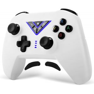 Manette Switch Pro,Bluetooth Manette Sans Fil pour Switch/Switch 2/PC,Gamer Switch Manettes avec Vibration,Turbo,Gyroscope 6 Axes,RGB Lumi&egrave;re,Wake-Up,Bouton Programmable (Blanc) - Neuf