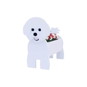 Pot De Fleurs En Pvc En Forme De Chien Pour D&eacute;coration Ext&eacute;rieure - Bichon Fris&eacute; - Neuf