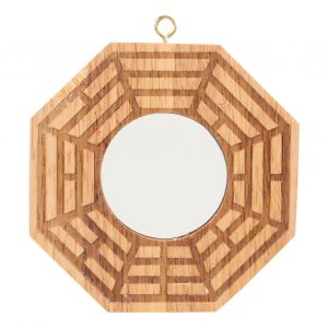 Bagua Mirror Miroir Concave En Bois Pendentif De Porte Ext&eacute;rieure Apportez La Richesse Bonne Chance D&eacute;coration - Neuf