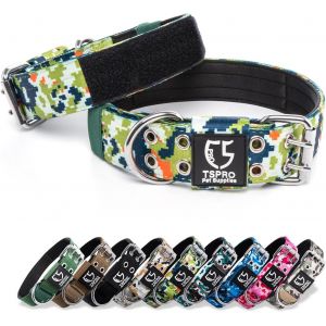 Eryi-Collier Tactique Chien Collier Chien Avec Boucle En Métal Et Patchs, Reglable Collier De Chien Épais Et Solide Pour Chiens De Taille Moyenne À Grande (Camo Vert M+) - Neuf