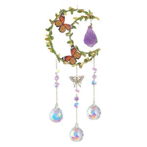 Améthyste Lune Cristal Suncatcher Fenêtre Suspendue,Porte-bonheur - Neuf