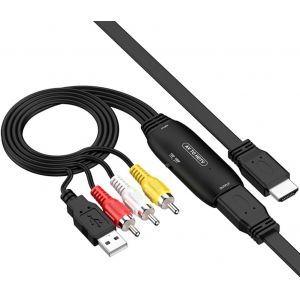 ChenQuanSarl-Convertisseur Rca Vers Hdmi, Adaptateur Av Vers Hdmi, Convertisseur Audio Vid&eacute;o Rca Vers Hdmi Pour Xbox, Ps1, Ps2, Ps3, N64, Wii, Magn&eacute;toscope, Vhs, Stb, Tv, (C&acirc;ble Av&Hdmi Inclus) - Neuf
