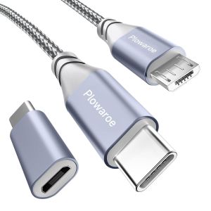DDA-Câble USB C vers micro USB de 2 m (femelle) vers micro USB (mâle) compatible avec Samsung Galaxy S20/S9/S9+/S10 S7/S5/J3/J5/J7, Huawei, HTC, LG - Neuf