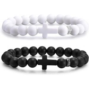 Kal-Bracelet Couple Amoureux Personnalisé En Cuir Noir Réglable -2 Pièces Avec Gravure Texte Romantique -Cadeau Saint Valentin, Noël, Mariage - Neuf