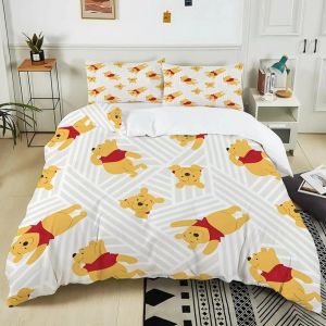 Parure De Lit Winnie L'ourson, Housse De Couette Et Taie D'oreiller, Motif Dessin Anime, Impression 3d, Pour Enfants, Garcon S Et Filles, 2 Ou 3 Pieces - Neuf
