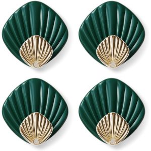 Crochet Adhésif Mural En Forme De Coquillage, Hp004-Gn Crochet Autocollant Moderne Pour Salle De Bain Et Cuisine, Patere Porte Manteau, Crocher Adhesif Pour Mur, Lot De 4, Vert[POU8805306] - Neuf