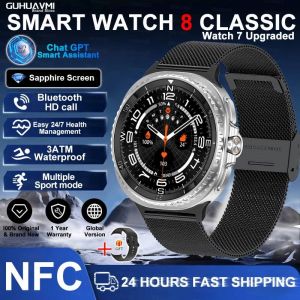 46Mm Montre 8 Ultra Classique Gps Boussole Nfc Montre Intelligente Hommes Amoleds Cadran Rotatif Bt Appel 3Atm Étanche Watch7 Montres Améliorées.Black Mesh Belt.Watch 8 Classic - Neuf