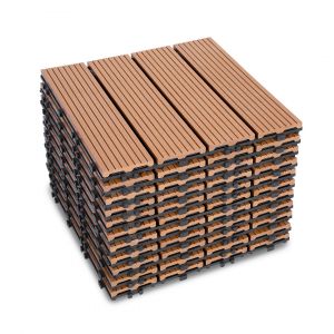 Dalles de Terrasse WPC 30x30 cm, 33 Pi&egrave;ces, Terrasse Ext&eacute;rieure, Marron - Neuf