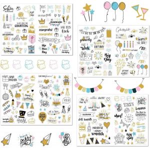 Gommette Anniversaire 4 Pièces 225 Stickers Joyeux Anniversaire, Stickers Scrapbooking Anniversaire, Autocollants Pour Livre D'or D'anniversaire Sticker Décoration Aniversaire Autocollants - Neuf