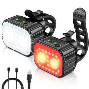 Ensemble D'eclairage De Velo Ultra-Lumineux, Eclairage Led Rechargeable Par Usb, Eclairage De Velo Pour La Conduite De Nuit, Eclairage Avant Et Arriere De Velo - Neuf