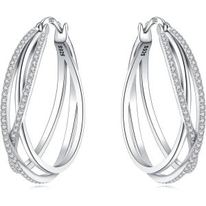 Kalhx-Boucles D'oreilles Créoles Argent Pour Femme Boucles D'oreilles Femme Argent Creoles Cadeaux Pour Vous,Les Femmes,Les Amies,Les Mères,Les Grands-Mères - Neuf