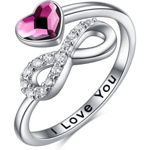 Yemaesre-Bague Infini Pour Femme En Argent Sterling 925 Avec Inscription « Ich Liebe Dich » Avec Cristal Plaqué Or Blanc Bague Réglable Bijoux Cadeaux Pour Femmes, Cristal, Cristal - Neuf