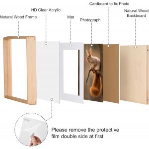 8x6 pouces Cadre photo 15x20 cm, &agrave; poser ou &agrave; fixer au mur, pour photo 15 x 20 cm maximum et avec passe-partout pour photo 10 x 15 cm, en h&ecirc;tre naturel - Neuf