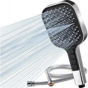 JGD-Pommeau de Douche avec Tuyau de 2 M 7 Modes de Pulv&eacute;risation Pommeau de Douche &agrave; Haute Pression Economie D'eau Avec Bouton D'arr&ecirc;t une Faible Pression D'eau - Neuf