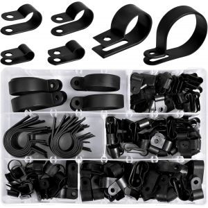 CHECARZHN--NO1-200 Pièces Serre-Câbles En Nylon-R, P Clips Colliers De Fixation De Tubes En Plastique Nylon, Attaches, Pour Câble De Fixation De Tuyau, Pour Conduits, Câbles, Gaines Ø 5/6/9/12/19/28M - Neuf