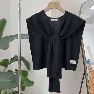 Châle Coréen Avec Faux Col Noué Pour Femme,Cache-Cou D'été,Cape Fine Tricotée,Écharpe Initiée,Climatisation-Black- - Neuf