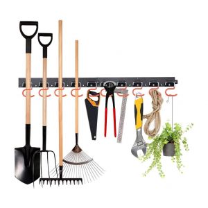 Syst&egrave;me de rangement de garage r&eacute;glable de 64 pouces avec 16 crochets et 4 rails - Neuf