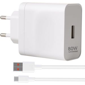 80w Chargeur Rapide Pour Oppo, Chargeur Supervooc 80w Rapide Usb C Avec Câble 1m Compatible Avec Oppo Find X5 Pro X5 X3 Neo X4 Reno 11f 8 Pro 7 Reno 8t A54 A57 One-Plus 12 11 10t Nord 2t - Neuf
