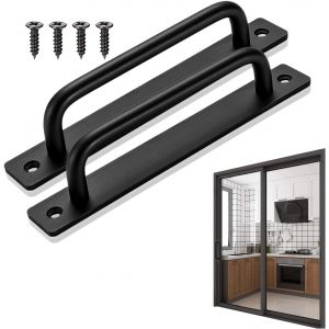 Lot De 2 Poignées De Porte De Grange, Poignées De Porte Coulissante, Poignée De Barre En Métal Robuste Pour Cuisine, Meubles, Armoire, Placard, Porte De Remise - Neuf