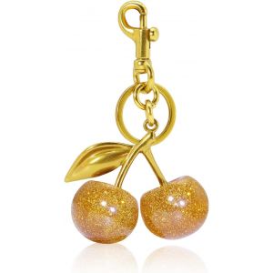 KAL-Porte-Cl&eacute;s Cerise, Charm Sac Cerise, Ravissant Charm Dor&eacute;, Charm De Sac Pour Sac &Agrave; Main, Sac &Agrave; Dos, Bijou Voiture Cadeau - Neuf