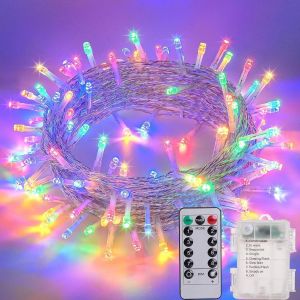 Guirlande Noel Exterieur,20m 200led Guirlande Lumineuse A Pile Avec Télécommande 8 Modes Minuterie Ip65 Etanche Fil Lumineux Décoration Intérieur Extérieur Chambre Noël Mariage (Multicolore) - Neuf