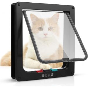 Subzonal-Porte Pour Chat Avec Fermeture Magn&eacute;tique &Agrave; 4 Voies, Porte Pour Animaux De Compagnie Pour Chats Et Petits Chiens, Porte Pour Chat Avec Tunnel (Noir, Xl 24,5 X 28,5 X 5,5 Cm) - Neuf