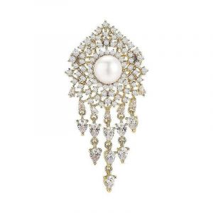 Broche En Strass, Broche Dor&eacute;e, Broche &Agrave; Pampilles, Broche &Agrave; Cha&icirc;ne, Broche &Agrave; Revers, Bijou De Mariage En Strass, Cadeau Pour &Eacute;pouse/Mari&eacute;e - Neuf