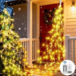 Jgd-2m Guirlande Lumineuse Sapin No&euml;l, 200 Led Guirlande Lumineuse A Effet Cascade, 8 Modes, Avec Minuterie, T&eacute;l&eacute;commande, Cascade Lumineuse Led Pour Interieur Exterieur D&eacute;coration - Neuf