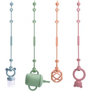 Attrape-Gobelets En Silicone Avec Cha&icirc;ne Factice Pour Jouets De B&eacute;b&eacute;,Sangles De S&eacute;curit&eacute; Sans Bpa Pour Jouets,Sangle De Retenue Pour Gobelet Pour Poussette,Chaise Haute,Si&egrave;ge De Voiture.[H133] - Neuf