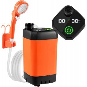 Letnerny-Douche Portable Camping, Douche De Camping D'ext&eacute;rieur Avec Batterie Rechargeable, Douche Portable Avec Affichage Num&eacute;rique, Indicateur De Temp&eacute;rature Et De Puissance, Batterie Rechargeable, - Neuf