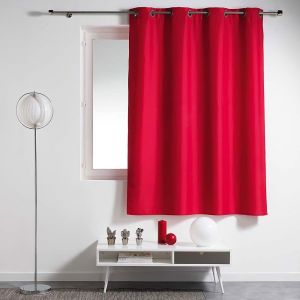 Rideau A Oeillets 140 X 180 Cm Polyester Uni Essentiel Rouge - Neuf