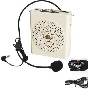 KALANKA-Amplificateur vocal portable pour enseignants, 10 W, microphone rechargeable pour enseignants, petit amplificateur de haut-parleur avec affichage numérique et microphone filaire (blanc) - Neuf