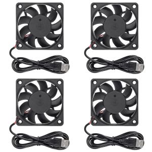 6015 60 x 60 x 15mm DC 5V 60mm x 15mm Brushless Fan Replacement Ball Bearing Fan for Cooling Computer Case Fans USB 4 Pack - Neuf