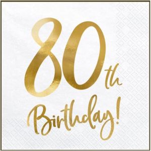 Tianyi-Lot De 20 Serviettes De Fête De Qualité Supérieure Pour 80e Anniversaire, Décoration Pour 80e Anniversaire, Fête 80, 33 X 33 Cm - Neuf