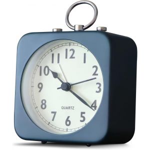 R&eacute;veil silencieux sans tic-tac avec fonction snooze et veilleuse, r&eacute;veil r&eacute;tro en m&eacute;tal aliment&eacute; par piles, r&eacute;veil de chevet pour chambre &agrave; coucher, bureau, cuisine, voyage (rouge vin) - Neuf