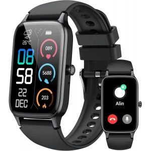 Montre Connect&eacute;e Homme Femme Avec Appel Bluetooth, 1.57"" Hd Smartwatch Avec Podometre/Sommeil/Cardiofrequencemetre,110+Sportifs Montre Intelligente, Ip68 &Eacute;tanche Montre Connect&eacute;e Pour Android Ios Noi - Neuf