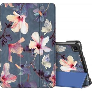 JGD-Coque pour Samsung Galaxy Tab A7 10.4 Pouces 2020/2022, Etui Protection Mince L&eacute;ger, Housse Pochette Rigide Anti-Chute Cover Fonction Veille/R&eacute;veil Automatique, Hibiscus - Neuf