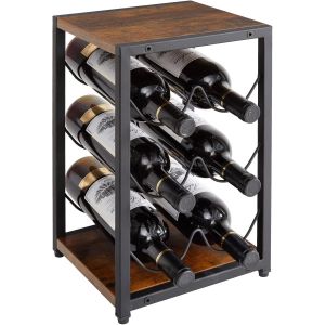 Mevronisshop-Range Bouteille En M&eacute;tal Pour 6 Bouteilles De Vin, Casier &Agrave; Vin Empilable En Bois, Range Bouteille Pour Comptoir De Bar, Salon, Cuisine,Marron Tmj901h - Neuf