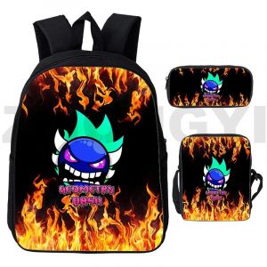 Sac à dos 3 en 1 Anime Angry Geometry Dash 3D pour etudiants, garcons, cartable primaire, sacs de voyage tendance de haute qualité pour femmes - Neuf